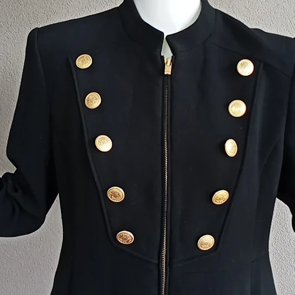 Forever New Black coat with gold buttons size 12 - Picture 6 of 12